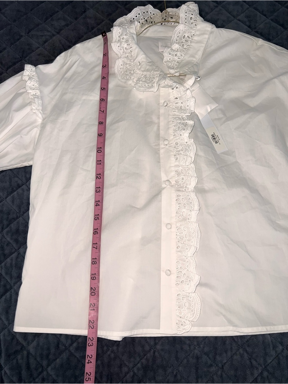 CHRISTY LYNN Madelyn Top Blouse Women’s Medium Ruffled Poplin Shirt FF - Picture 5 of 14